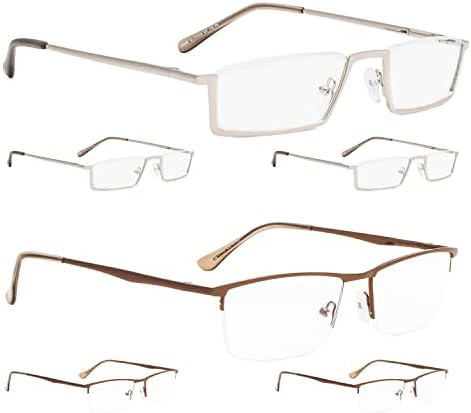 Лур 3 пакува очила за читање на метал од половина раб