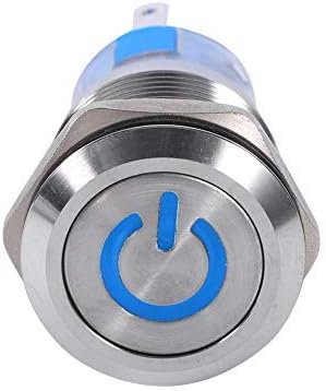 Прекинувач за копче за напојување од 19мм 12V, водоотпорен метален автомобил LED само-заклучување на копчето за напојување на копчето