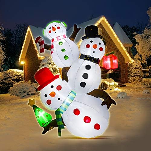 Alladinbox 5,4 Ft Божиќна снежна декорација на надувување, со LED осветлен двор за двор за забави Декор, Божиќ, надворешно затворено домашно градинарско