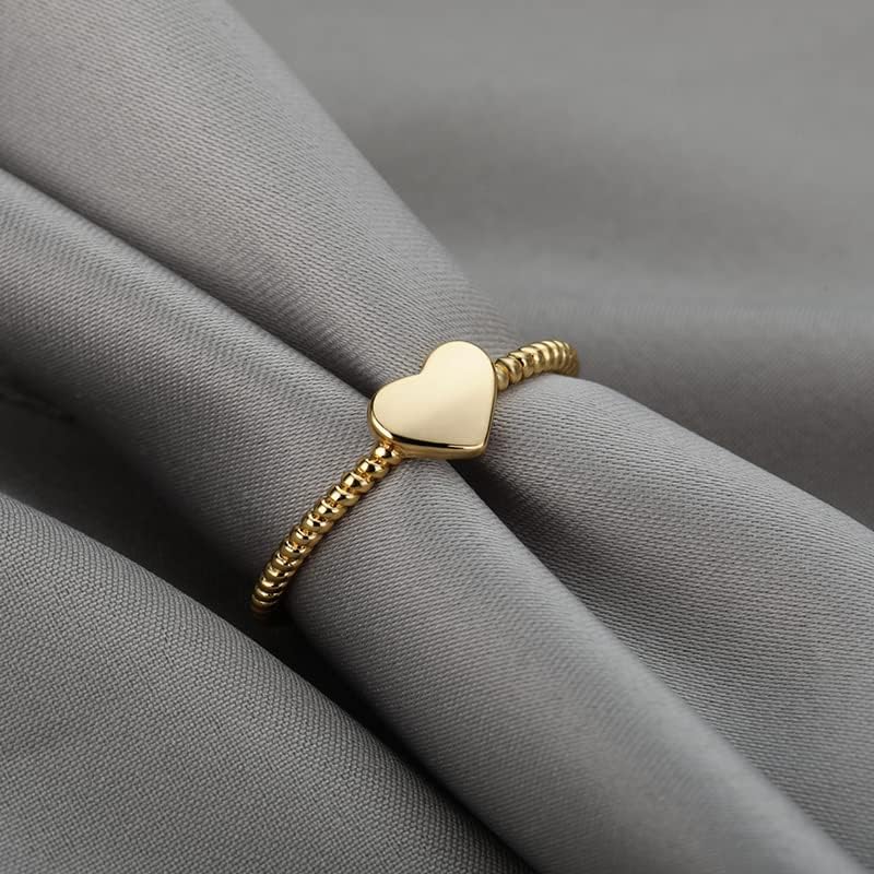 Ојама минимализам срцев прстен најдобар пријател злато боја во форма на свадбени прстени за женски накит BFF - JZ1587S - 7-22217