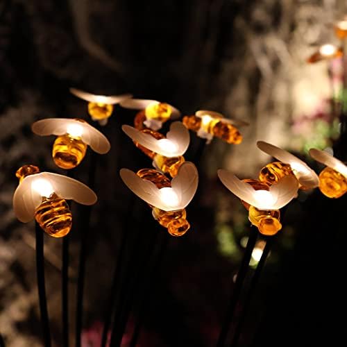 Сончеви градинарски светла-4 пакувања 10 LED соларни пчели светла, светла на отворено соларни декоративни светла со 2 режим на