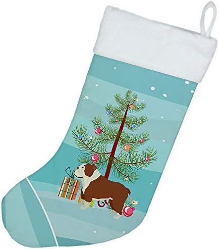 Богатства на Каролина CK3536CS Англиски булдог Божиќно дрво Божиќно порибување, камин виси чорапи Божиќна сезона забава Декорации