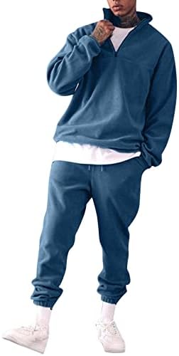 Официјален костум за мажи 2 парчиња цврста мода што стои џемпер дома костум за машки спортски обични јаки бои мажи кадетскиот пакет