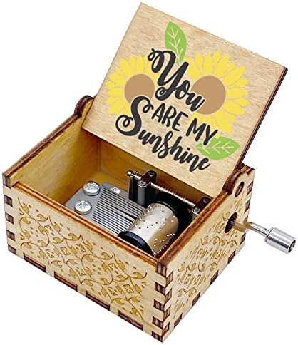 Auduye Вие сте моите музички кутии за сонце, дрвени рачни рачни ласерски врежани гроздобер уникатни подароци за музички кутии