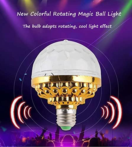 E27 Шарена ротирачка магија топка, светло за забави Строб, мини диско топка со приклучоци, забави на магична топка RGB LED сценска сијалица за