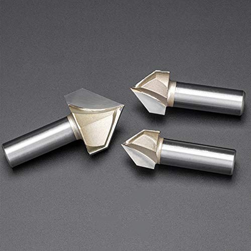 V Groove Router Bit 90 степени двоен флејта со флутари и Bevel Bit Carbide Tipped Woodworking Tooldaring Router Router Bit 2 DIA X 1/2 инчен Шанк