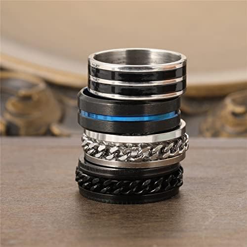 Faxhion не'рѓосувачки челик Figget for For Men Women, сет на прстени од 16 парчиња мажи, fidget rings for вознемиреност, ладно