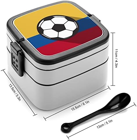 Колумбија Фудбал Фудбал Знаме Бенто Кутија Двослоен Сад За Ручек Што Може Да Се Собере Во Едно Со Лажица За Патување На Работа