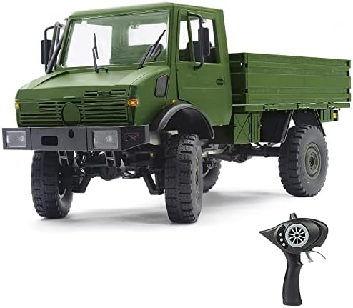 Воен камион на Mostop RC 1/12 Scale Pickup RC Truck Chainler играчка за деца возрасни, гаснење и управување со електричен транспорт