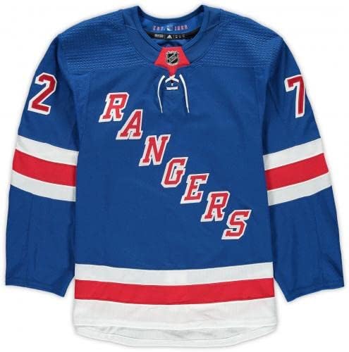 Filip Chytil New York Rangers користена игра #72 Blue Jersey, облечен за време на домашните натпревари, одиграни меѓу 20 -ти и 28 -ми септември од 2019-20 NHL Пресезона - Големина 56 - Игра корист?
