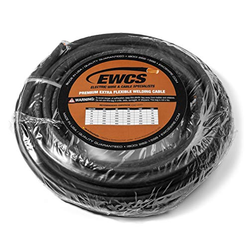 EWCS 2 мерач Премиум дополнителен флексибилен кабел за заварување 600 волти - црна - 25 стапки - направен во САД