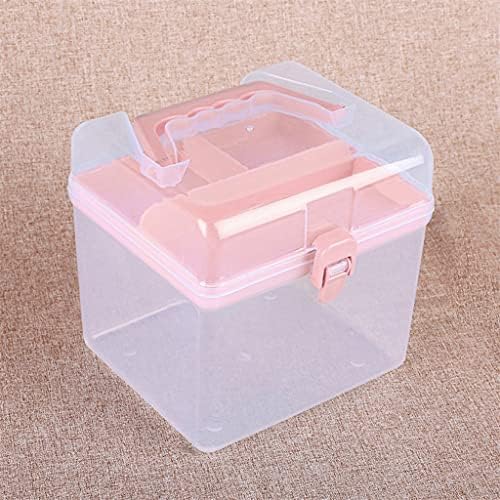 ГРЕТД мулти -цел рачен козметички капацитет Транспарентен послужавник со двоен слој Патување со рачка преносна кутија за складирање