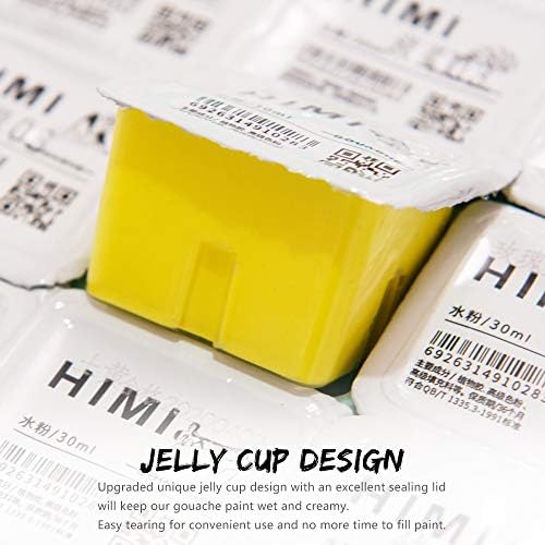 HiMI Gouache Paint Set, 18 Colors x 30ml со палета и носење куќиште, уникатен дизајн на Jelly Cup, Miya Guache Paint на платно акварелна