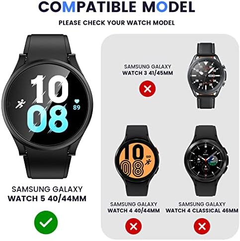 РЕПЛУТО [5+5 Пакет] За Samsung Galaxy Watch 5 &засилувач; Galaxy Watch 4 Заштитник На Екранот и Случај 44mm, Хард Компјутер Браник
