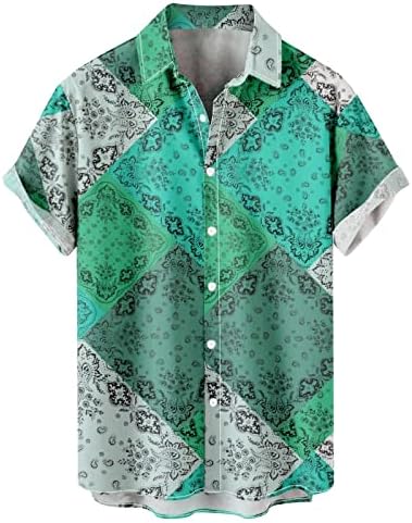 Машки печатени хавајски кошули со кратки ракави со кратки ракави надолу од кошули на плажа под Т.