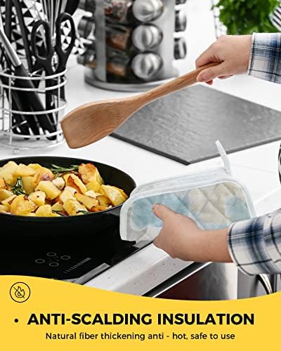 Teal Ombre Marble Pots држачи 4 пакувања, топли влошки за кујна со висечка јамка, жолто модерна геометриска апстрактна уметност држач