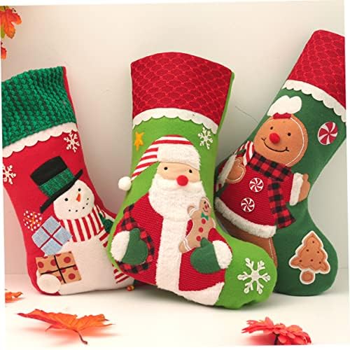 Абаодам 2 парчиња Божиќна декорација Калчетини Де Пара Нињосскрипс чорапи Декорација Божиќно порибување торбичка крпа чорап