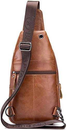 Bullcaptain Mens Leather Crossbody Tagh Tagn Shyler Sling Tagn Обични дневни кеси за градите за патувања за пешачење за пешачење