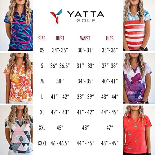 Yatta Golfенски Golfенски голф Поло - Премиум отпорен на брчки, влага за влага и кошули со в -вратот за жени за жени
