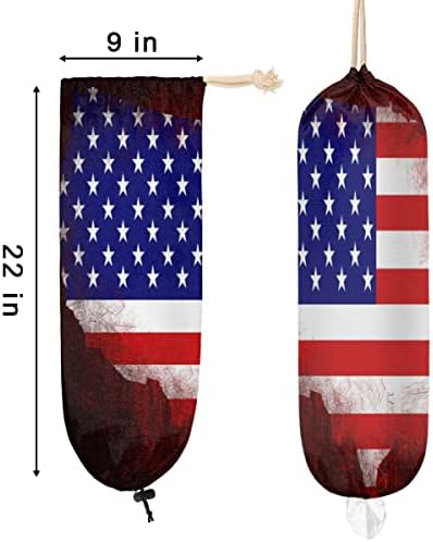 Американско Знаме Мапа Пластична Кеса Држач, Ѕид Монтирање Намирници Торба Носителот Перат Пластична Кеса Диспензерот Кеса За