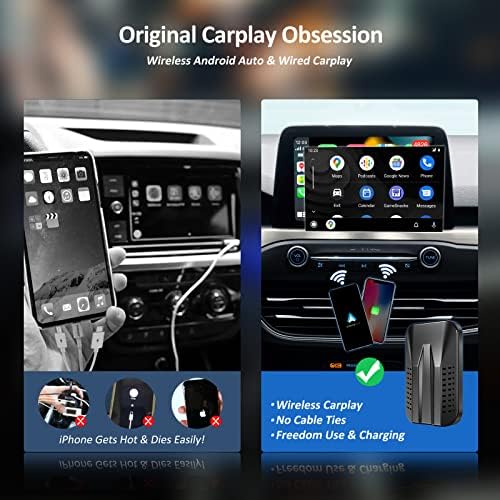 Безжичен Адаптер Carplay&засилувач; Android Auto Со Netflix/YouTube, Најновиот Безжичен Apple Carplay Адаптер Apple Carplay Мултимедијална