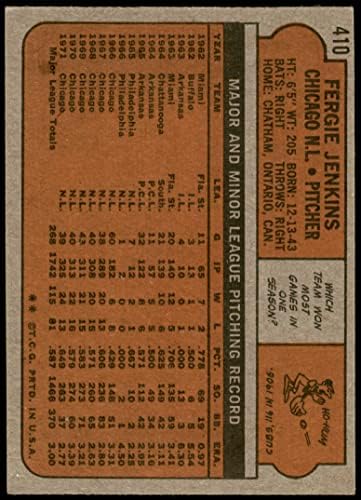 1972 Топпс # 410 Ферги enенкинс Чикаго Cubs VG/EX+ Cubs