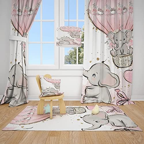 Слатки Слонови И Балони Бебе Девојка Соба Завеса Расадник Завеси Прозорец Завеси