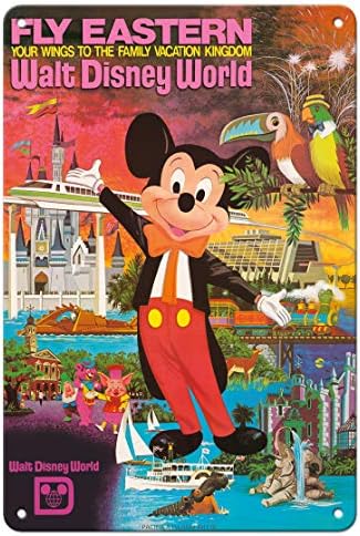 Островот Пацифик Арт Волт Дизни Светот - Летај Источни воздушни линии - Орландо, Флорида - Постер за патувања на „Гроздобер авиокомпанија“ c.1980-8in x 12in Гроздобер мета