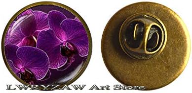 Виолетова орхидеи Фото брош, цветна брош - женски накит, подарок за најдобар пријател, сестра, ќерка, цреша цвет, нежен едноставен