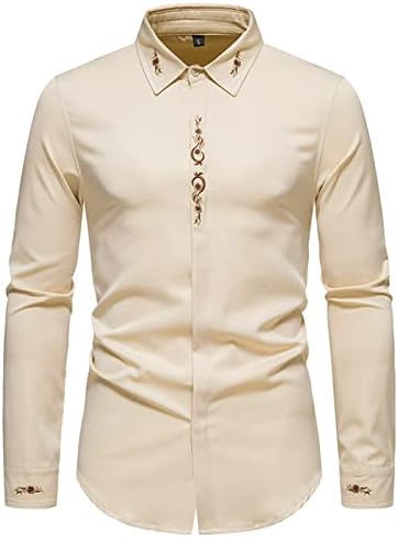 XIQIAM MENS MARTS GRAPHIC TEES подароци мода нови европски и американски модни цветни позлатени печати долги ракави кошула