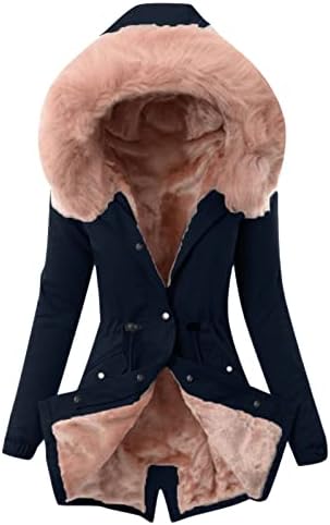Зимски палта за жени 2022 година со крзно од крзно од надворешна облека, лесна тежина, задебела парка јакна руно преголем палто со качулка