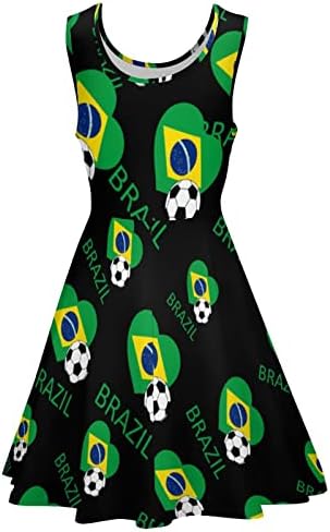 Loveубовта во бразилски фудбалски летни фустани за летни фустани за вратот без ракави, резервоарот за лабава, облечена лабава лабава
