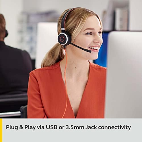 Jabra Evolve 40 MS стерео слушалки-екипи на Мајкрософт сертифицирани слушалки за VoIP софтфон со пасивно откажување на бучава-USB-C