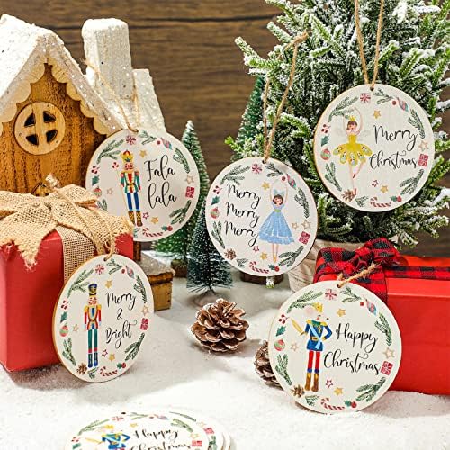 20 парчиња Декорација на Божиќни оревици постави дрвени оревци украси за дрво мини девојки принцеза балет глушец кралски војници фигури за
