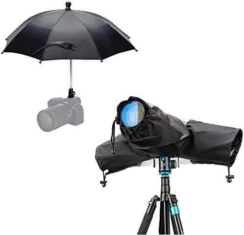 Камера за дожд на дожд + чадор за дожд од камера ： Леќа на фотоапаратот Дожд за дожд од дожд, чист ракав со DSLR без огледало, чадор за топла