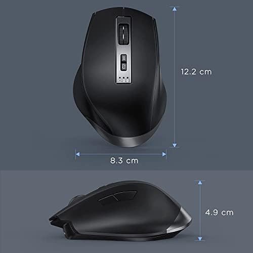 Безжичен Bluetooth Глушец, Rightономски Дизајн Со Десна Рака, USB-C Компјутерски Глушец На Полнење, Три-Режим со Нано Приемник