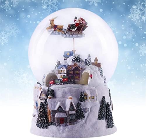 Музичка кутија за мама Божиќна снежна куќа летање елен кристал топка музичка кутија воз ротирачки светлечки снежни топки музички