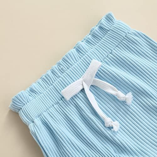 Новороденче момче момче летни шорцеви облека Облека со ракави без ракави плетени/вафли цврста боја маичка со врвови+цветачи