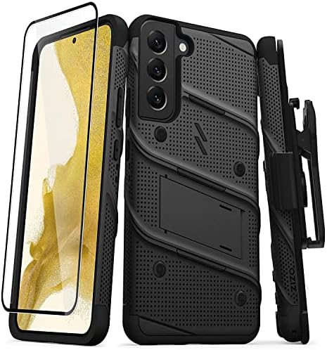 Зизо Болт пакет за Galaxy S22 Plus Case со заштитник на екранот за лансирање на футроли - црна боја - црна
