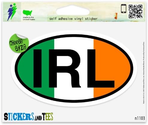 IRL Ирска знаме овална винил -браник прозорец налепница 3 x 2