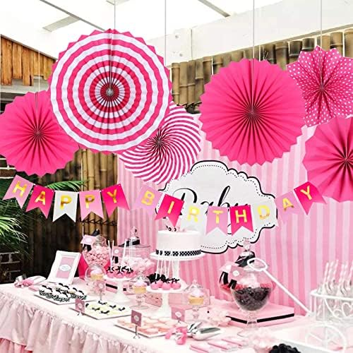 Хавајски Фламинго Декорација на забави роденденски банер, виси розова хартија за декорација на вентилатори од 6, за роденденска забава на забавата на Хавајската ле