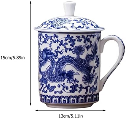 Кинеска чаша со кинески чај 2 сетови керамички чај кинески сино -бел порцелански чај чај Исклучителна чаша за пиење вода од садон