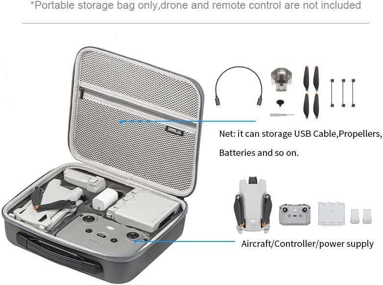 Cenpin Mini 3 Case, преносна торба за патувања PU кожа преносно патување за патувања за носење торба за DJI Mini 3 Додатоци со DJI Controller
