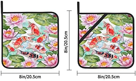 Јапонски јапонски кои карпи риба цветни садови за садови за топлина топла подлога 2 парчиња Полтер 8 × 8 инчи за готвење и печење