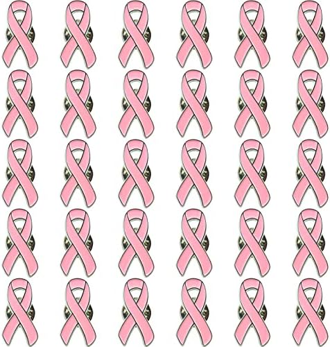 Стикро 30 Пакет Розова Лента Игла Свест За Рак На Дојка Емајл Ревер Иглички За Собирање Средства, Маратон, Волонтер-Светло Розова