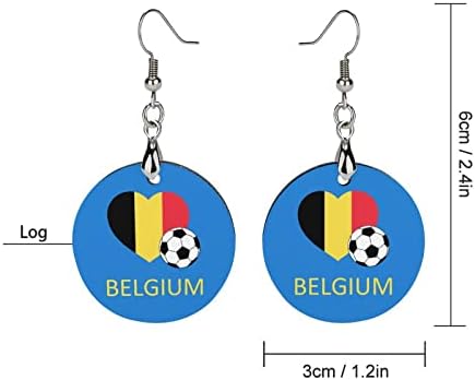 Љубов Белгија Фудбал Дрвени Обетки Круг Приврзок Висат Ушни Куки Накит За Жени