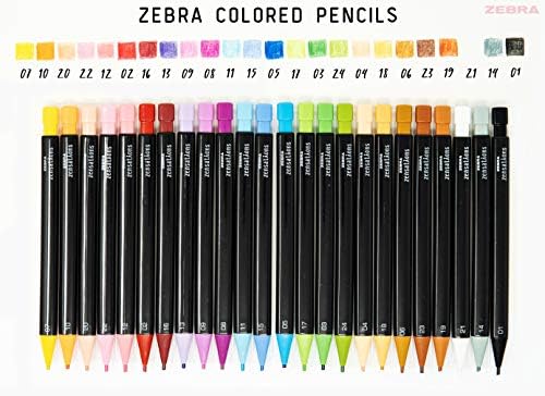 Зебра пенкало Зензации Механички обоени моливи, големина од 2,0мм, собрани обоени олово, 24-броеви