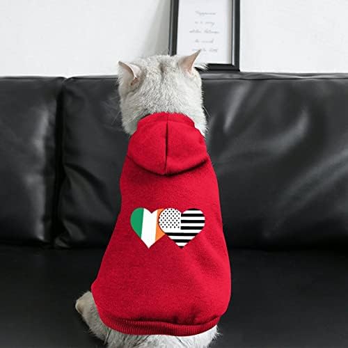 Ирска и црно -американско знаме кучиња качулка пуловер, џемпер облека за миленичиња, облечена во качулка, облеки за кучиња и мачки