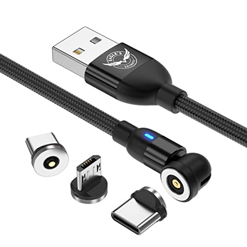 Тајните на орел 360 магнетно полнење кабел за iPhone тип Ц Андроид USB полнач најлон плетенка 3 пакувања