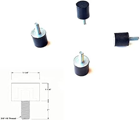 4 гума изолатор на анти-вибрација монтирање на амортизер 1-1/4 x 1-1/4-должина на обетка 1 со 3/8-16 конец.